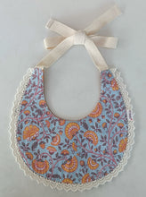 Reversible Rust Corduroy Solid Color & Rust Floral Printed Baby Bib