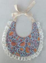 Reversible Rust Corduroy Solid Color & Rust Floral Printed Baby Bib