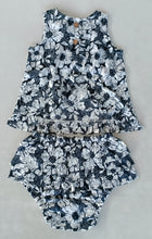 White Floral Printed Ruffled Top & Ruffled Diaper Cover Baby Set