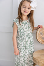 Sage-Green Printed Yoke & Bottom Ruffled Dress
