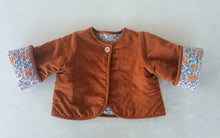 Reversible Solid Rust Corduroy & Rust Floral Print Quilted Long Sleeve Jacket