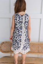 White Floral Printed Embroidery Ruffled Dress