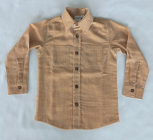 Mustard Stripes Printed Boys Shirts