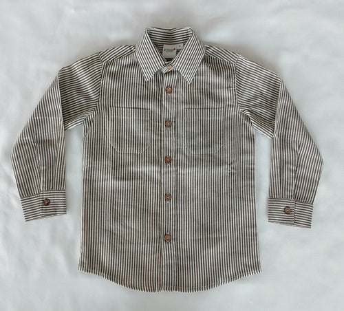 Brown Stripes Printed Boys Shirts