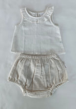 White Ruffled Top & Ivory Diaper Cover With Attached Bow - 6pcs Set