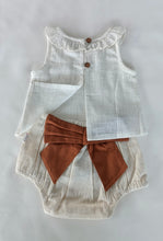 White Ruffled Top & Ivory Diaper Cover With Attached Bow - 6pcs Set