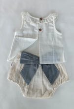 White Ruffled Top & Ivory Diaper Cover With Attached Bow - 6pcs Set