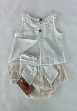 White Ruffled Top & Ivory Diaper Cover With Attached Bow - 6pcs Set