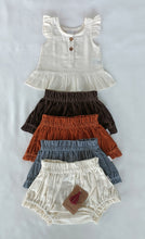 White Ruffle Top & Short-Style Corduroy Diaper Cove - 5pcs Set