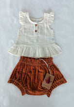 White Ruffle Top & Short-Style Corduroy Diaper Cove - 5pcs Set