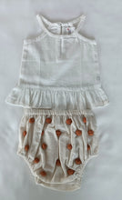 White Ruffle Top & Ivory Diaper Cover With Pom-Poms - 6pcs Set