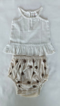 White Ruffle Top & Ivory Diaper Cover With Pom-Poms - 6pcs Set