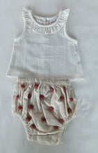 White Ruffle Neck Top & Ivory Diaper Cover With Pom-Poms - 6pcs Set