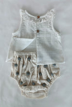 White Ruffle Neck Top & Ivory Diaper Cover With Pom-Poms - 6pcs Set