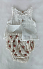 White Ruffle Neck Top & Ivory Diaper Cover With Pom-Poms - 6pcs Set