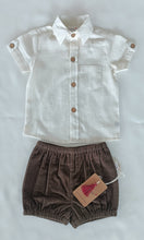 White Cotton Linen Boys Shirts & Corduroy Solid Color Short-Style - 5pcs Set