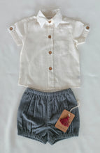 White Cotton Linen Boys Shirts & Corduroy Solid Color Short-Style - 5pcs Set