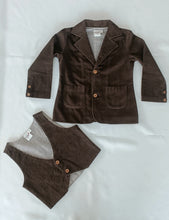 Chocolate Brown Corduroy Blazer & Waistcoat Set