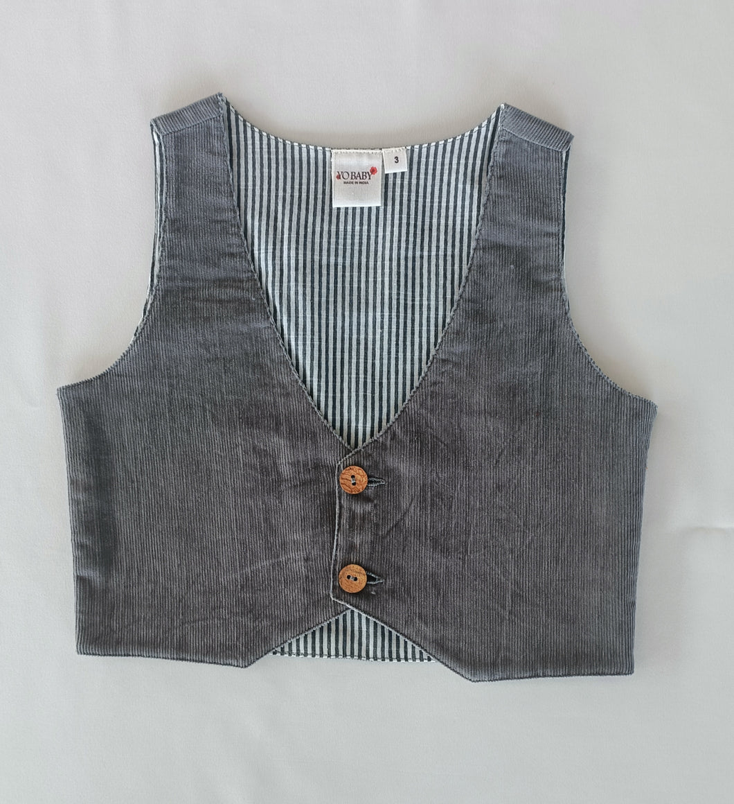 Solid Color Corduroy Waistcoat