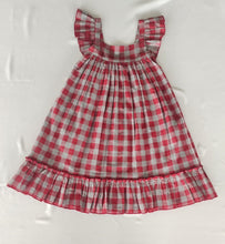 Cotton Red Checked Ruffled Sleeve Dress