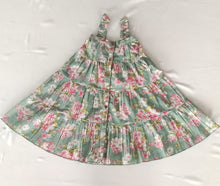 Green Floral Printed Tiered Dress.