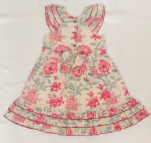 Adorable Red Floral Kids' Dress with Cap Sleeves and Frill Layers