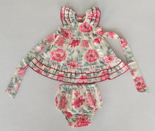 Adorable Red Floral Kids' Dress with Cap Sleeves and Frill Layers