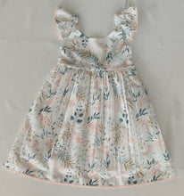 Charming Kids' White Dress with Light Pink Leaf Print and Lace Detailing