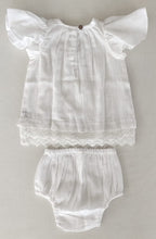 White Textured Checks Dress with Cap Sleeves & Lace Details