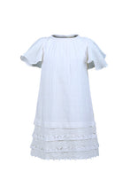White Textured Checks Dress with Cap Sleeves & Lace Details