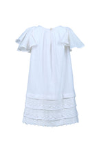 White Textured Checks Dress with Cap Sleeves & Lace Details