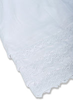 White Textured Checks Dress with Cap Sleeves & Lace Details