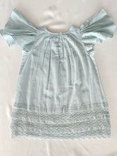 Mint Blue Textured Checks Dress with Cap Sleeves & Lace Details