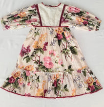 Beige Floral Dress with Lace Finish for Infants, Kids, and Women.