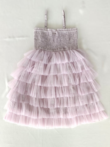 Lavender Tiered Tulle Dress with Nylon Net Frills and Adjustable Straps