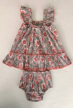 Red Floral Cap Sleeve Ruffle Flare Dress for Kids & Infants