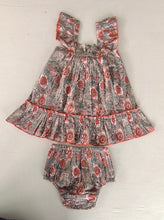 Red Floral Cap Sleeve Ruffle Flare Dress for Kids & Infants