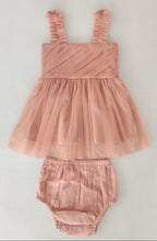 Elegante abito monospalla in tulle di nylon rosa antico con fodera in cotone per bambini e neonati