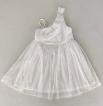 Elegant White One-Shoulder Nylon Tulle Dress with Cotton Lining for Kids & Infants