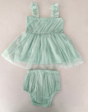 Elegant Mint Green One-Shoulder Nylon Tulle Dress with Cotton Lining for Kids & Infants