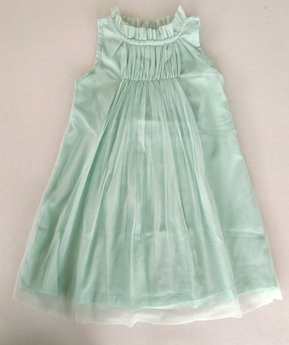 Elegant Mint Green Nylon Net Tulle Dress with Ruffle Neck for Kids & Infants