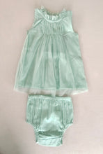 Robe élégante en tulle et filet de nylon vert menthe avec col à volants pour enfants et nourrissons