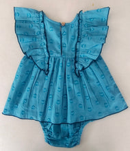 Blue Heart Dobby Kids' Dress with Cap Sleeves and Waist Gathers