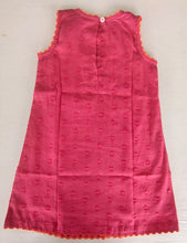 Kids Pink Heart Dobby Dress with Lace Finish