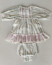 Charming Pink and Green Lurex Stripes Dress Collection for Infants & Women