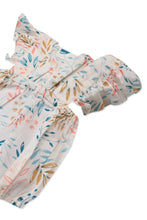 Infant White Printed Bubble with Ruffle Cap Sleeves
