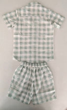 Kids' Unisex Sage Checks Cotton Shirt & Shorts Set