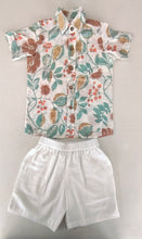 Ensemble chemise en coton à fleurs blanches et short blanc uni unisexe pour enfant