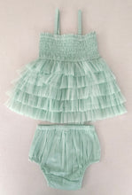 Mint Blue Tiered Tulle Dress with Nylon Net Frills and Adjustable Straps