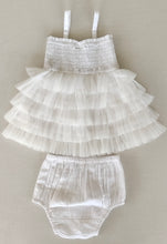 White Tiered Tulle Dress with Nylon Net Frills and Adjustable Straps